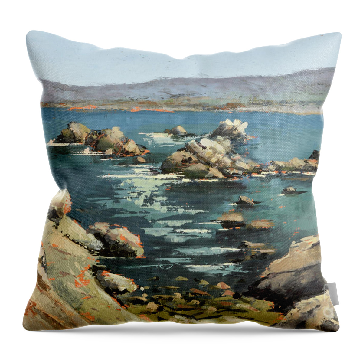 Landscape Throw Pillow featuring the painting Canary Point Overlook by PJ Kirk