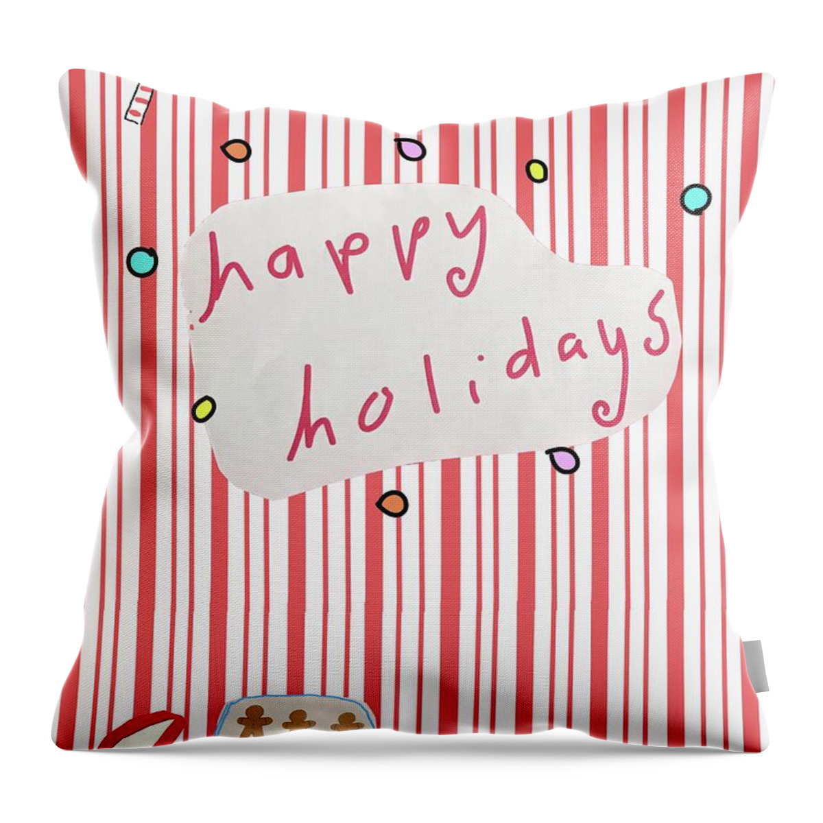 Holiday Throw Pillow featuring the mixed media Candy Stripe Holiday by Ashley Rice