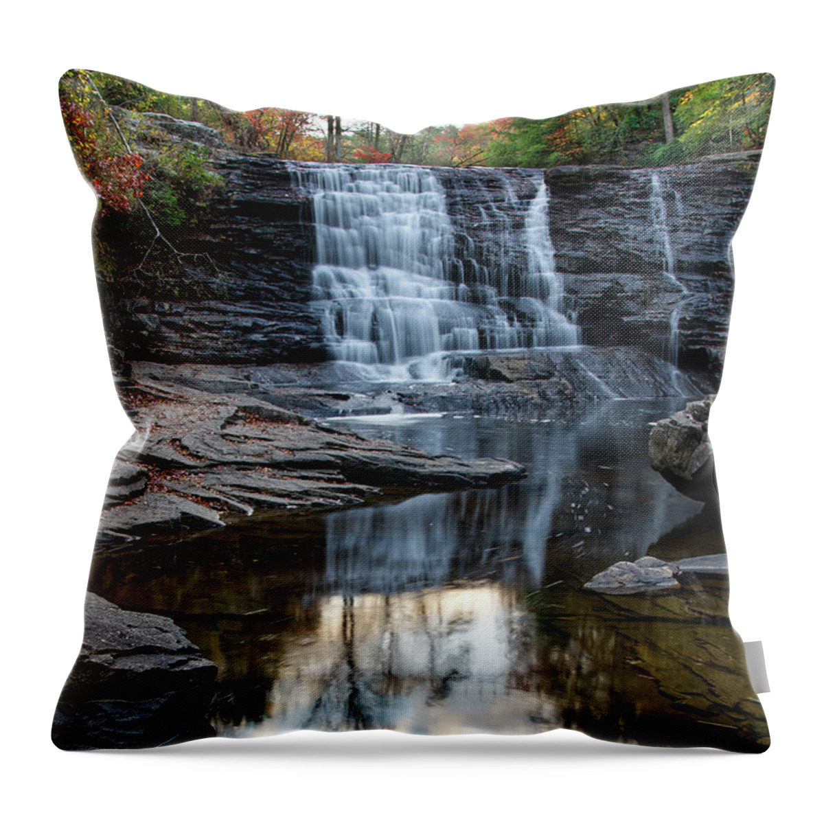 Fall Creek Falls Throw Pillow featuring the photograph Cane Creek Cascades 23 by Phil Perkins
