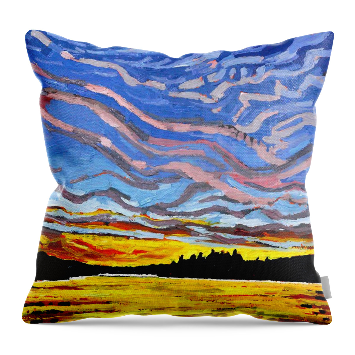 2217 Throw Pillow featuring the painting Canine Cove Cirrus Sunset by Phil Chadwick