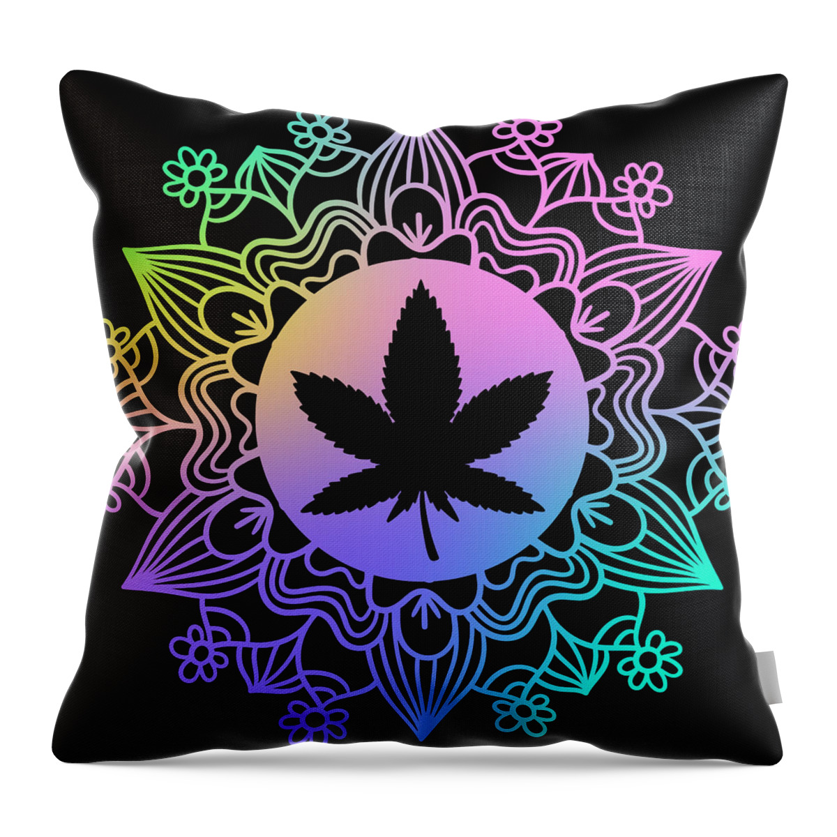 Mandala Throw Pillow featuring the digital art Cannabis Mandala by Lisa Pearlman