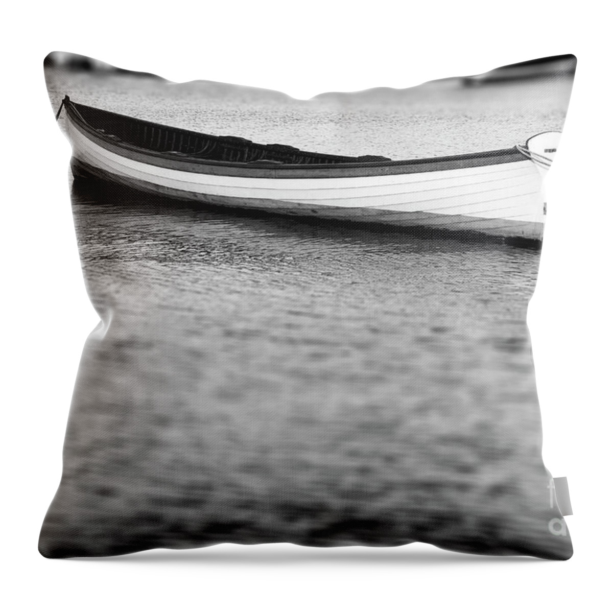 Canoe Throw Pillow featuring the photograph Canoe in harbor by Tony Cordoza