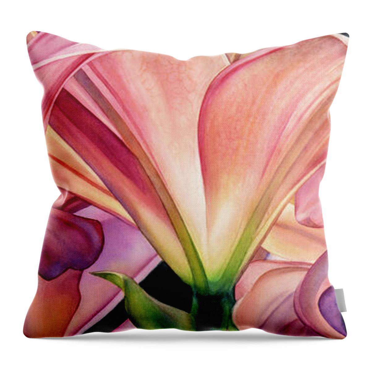 Lilies Throw Pillow featuring the painting Canopy by Sandy Haight
