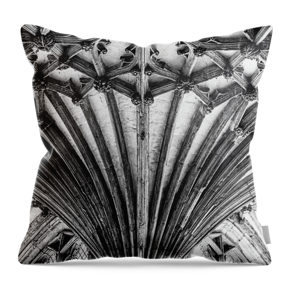 Landmark Throw Pillow featuring the photograph Canterbury Cathedral Cloister Ceiling by Shirley Mitchell