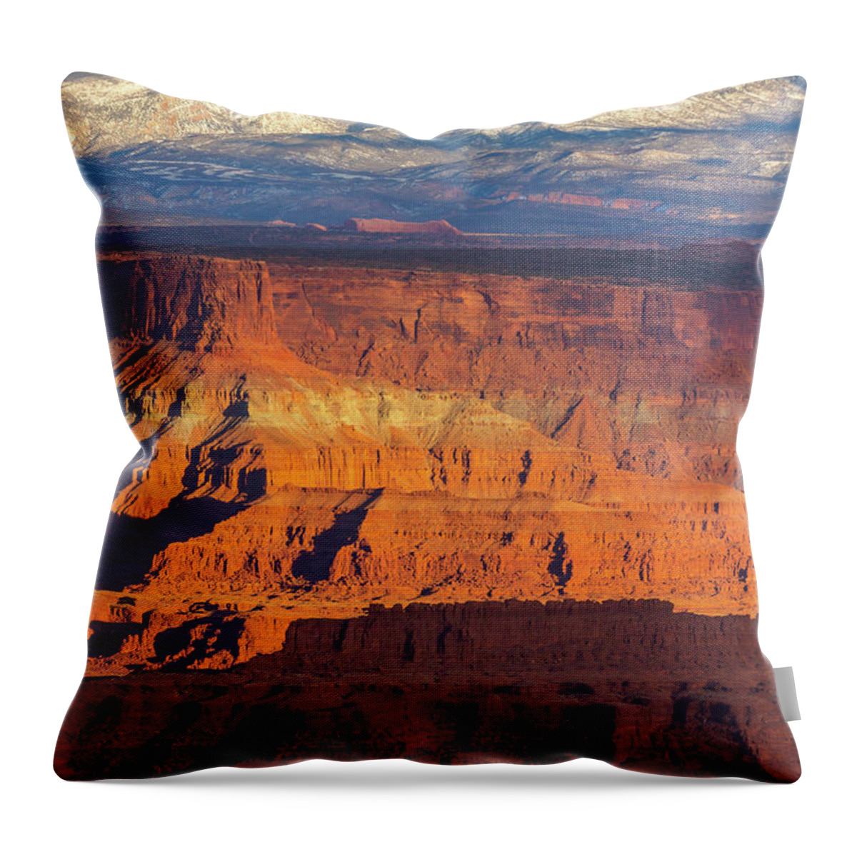 Landscape Throw Pillow featuring the photograph Canyon and La Sal Mountains by Marc Crumpler