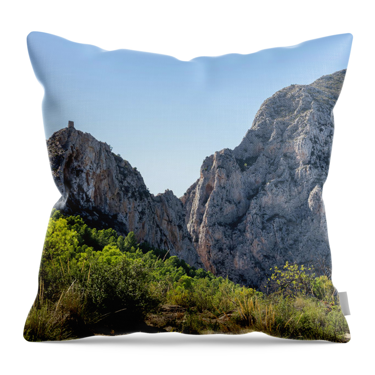 Mountains Throw Pillow featuring the photograph Canyon of Mascarat between Calpe and Altea by Adriana Mueller