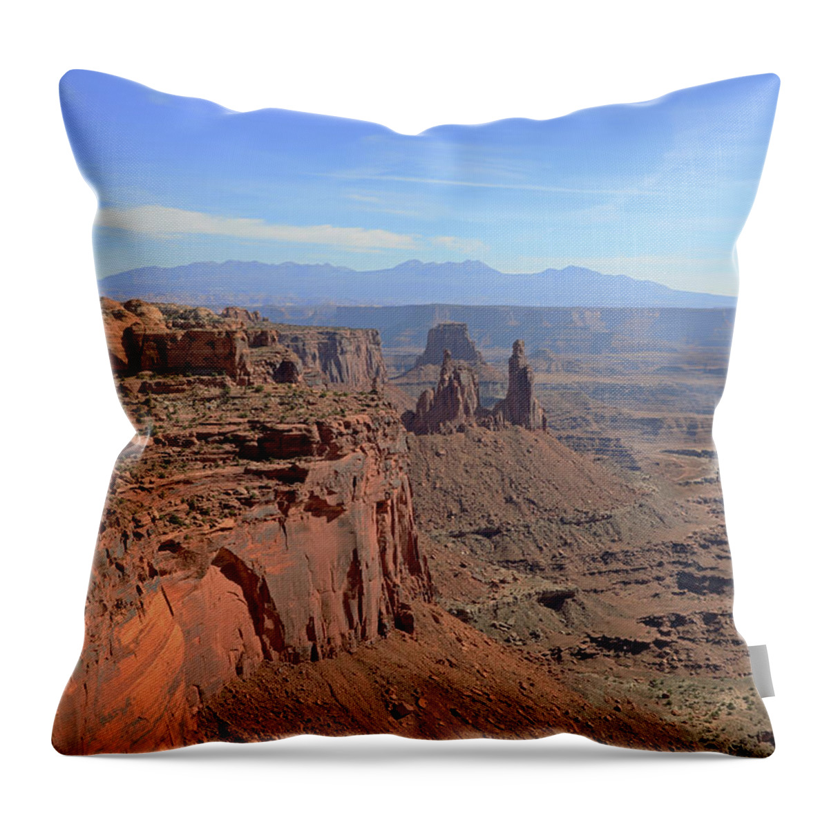 Canyonlands Throw Pillow featuring the photograph Canyonlands N.P. - View from Mesa Arch by Richard Krebs