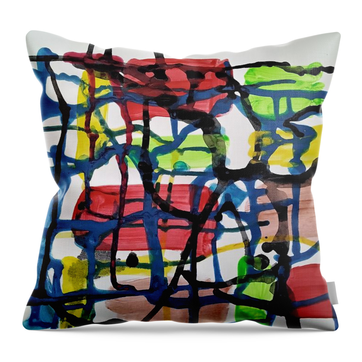  Throw Pillow featuring the painting Caos 19 by Giuseppe Monti