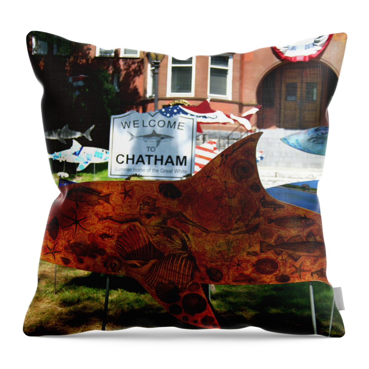 Cape Cod Throw Pillow featuring the photograph Cape Cod Welcome to Chatham by Flinn Hackett