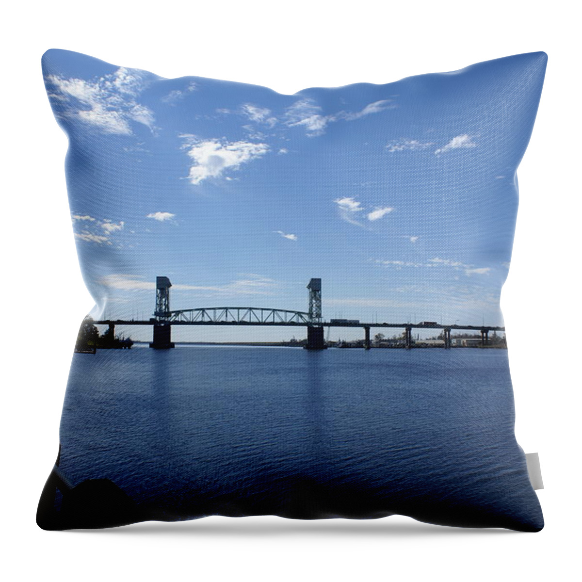 Wilmington Throw Pillow featuring the photograph Cape Fear Memorial Bridge by Heather E Harman