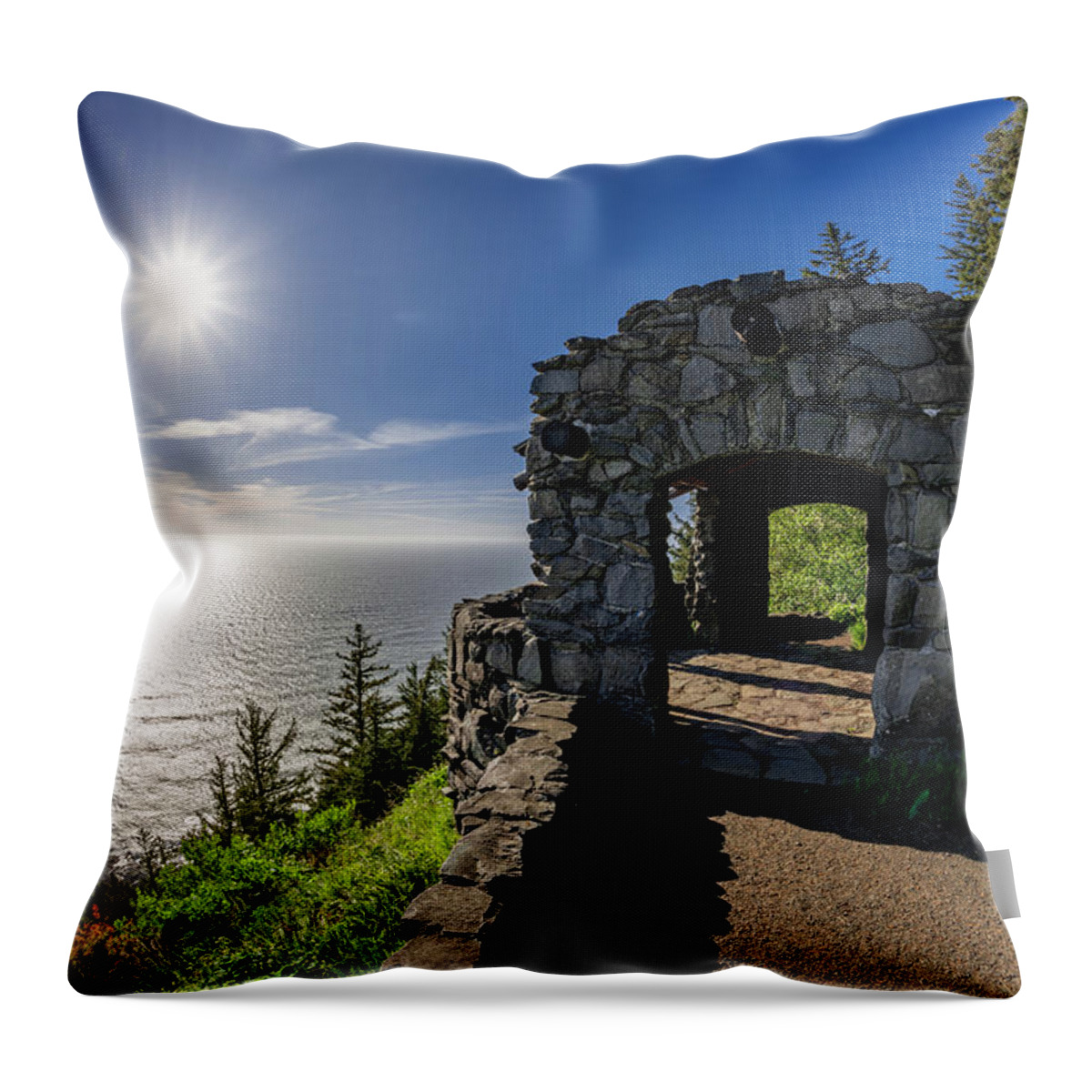 Northwest Throw Pillow featuring the photograph Cape Perpetua Lookout by Pelo Blanco Photo