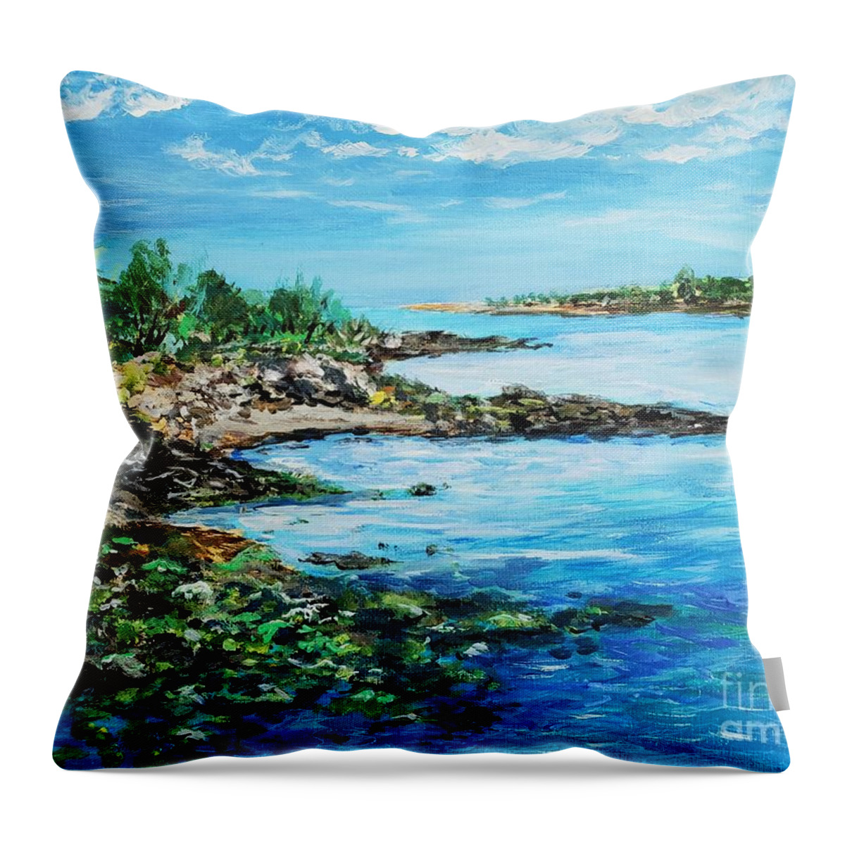 Maine Throw Pillow featuring the painting Cape Porpoise, Maine by C E Dill