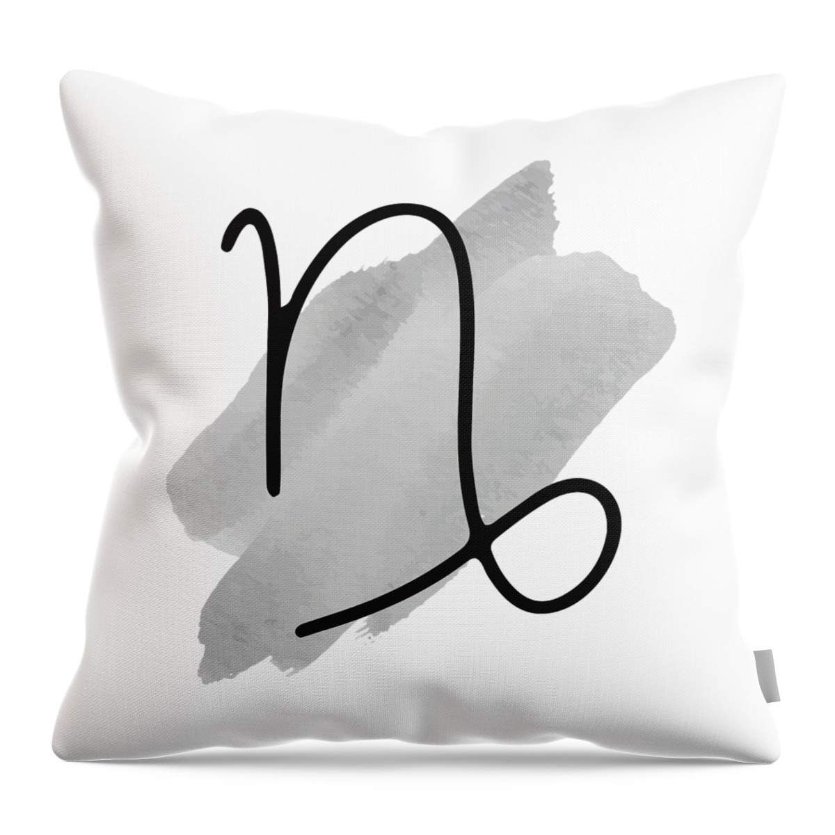 Fantasy Throw Pillow featuring the drawing CAPRICORN December 22 - January 20, The Mountain Sea-Goat, Zodiac Symbols Horoscope Line Signs by Mounir Khalfouf