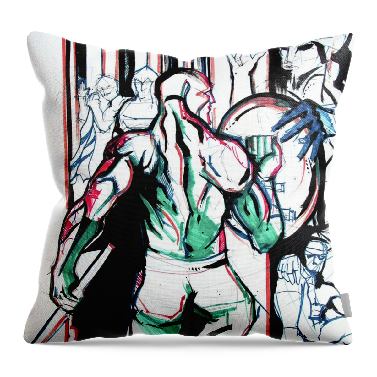 Captain America First Study Throw Pillow featuring the painting Captain America First Study by John Gholson