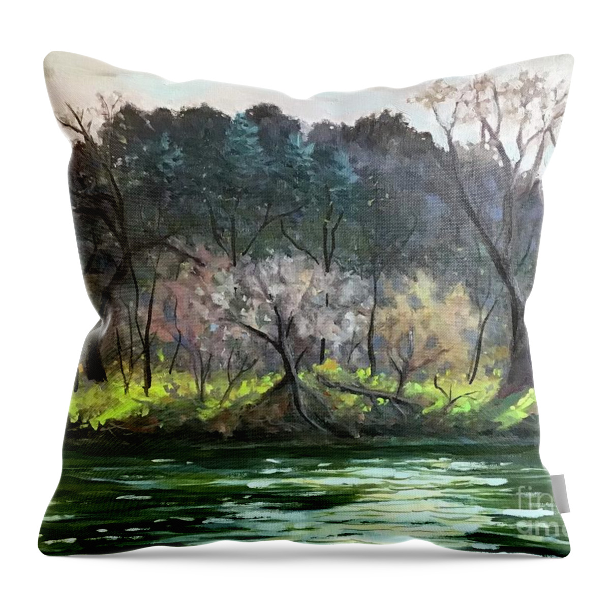River Throw Pillow featuring the painting Captured Light by Anne Marie Brown