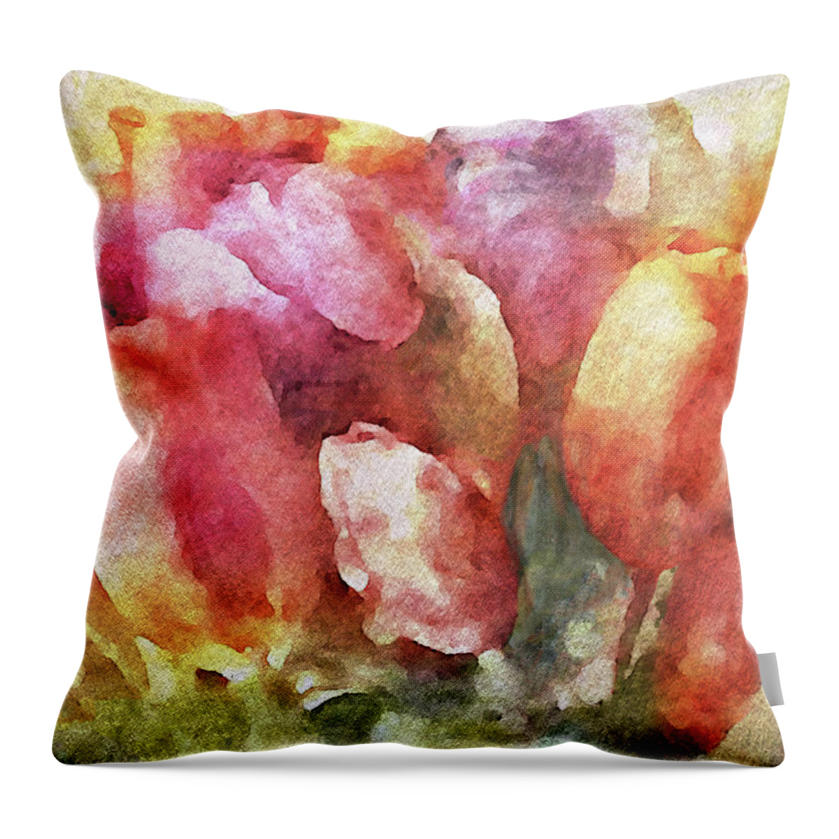 Tulip Bouquet Throw Pillow featuring the painting Captured Spring by Susan Maxwell Schmidt