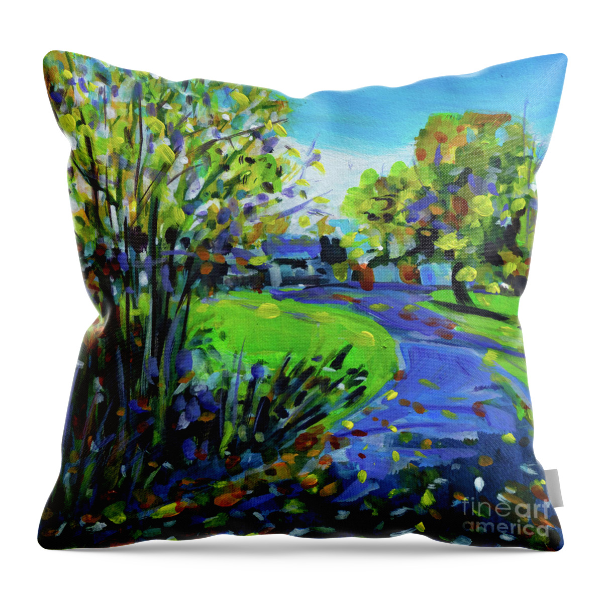 Landscape Painting Throw Pillow featuring the painting Capturing The Spirit Of Change by Tanya Filichkin