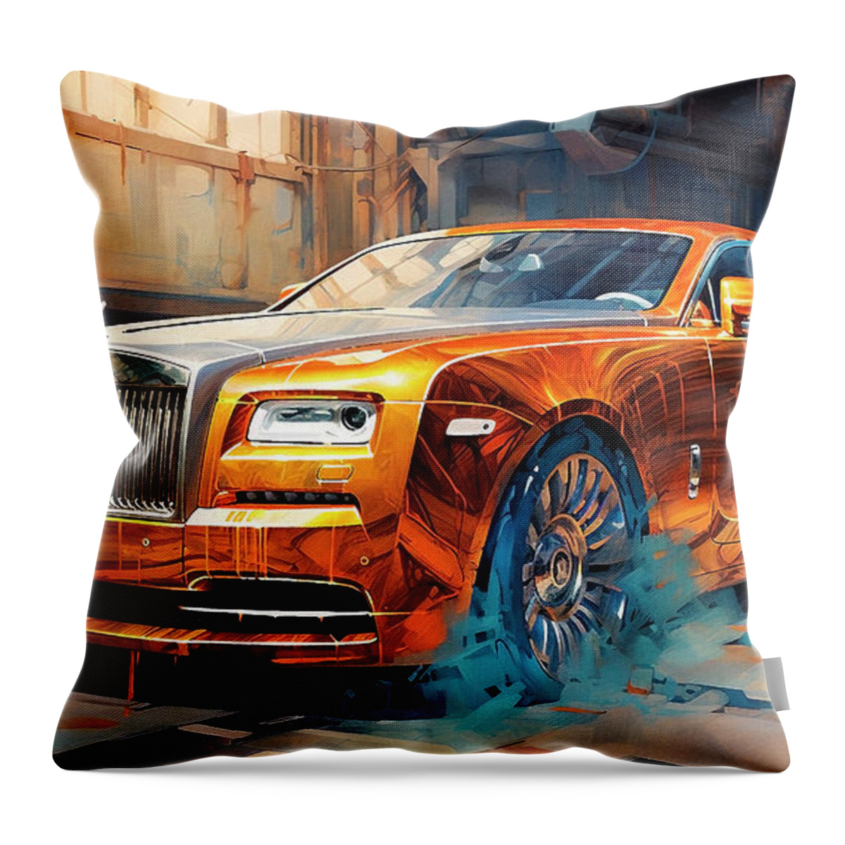 Rolls-royce Throw Pillow featuring the drawing Car 2100 Rolls-Royce Wraith by Clark Leffler