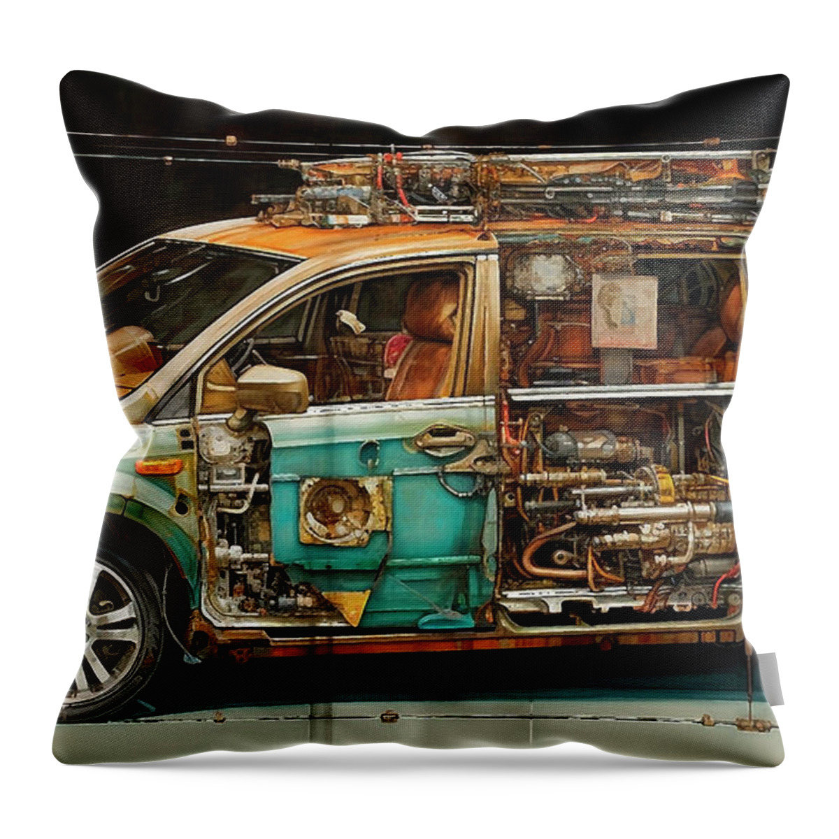 Fiat Throw Pillow featuring the drawing Car 2741 Fiat Freemont by Clark Leffler