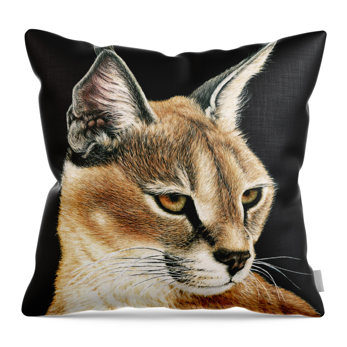 Caracal Throw Pillow featuring the painting Caracal by Monique Morin Matson
