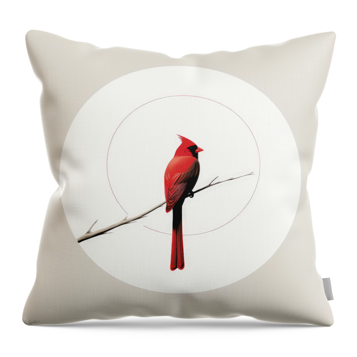 Red Cardinal Throw Pillow featuring the painting Cardinal's Perch by Lourry Legarde