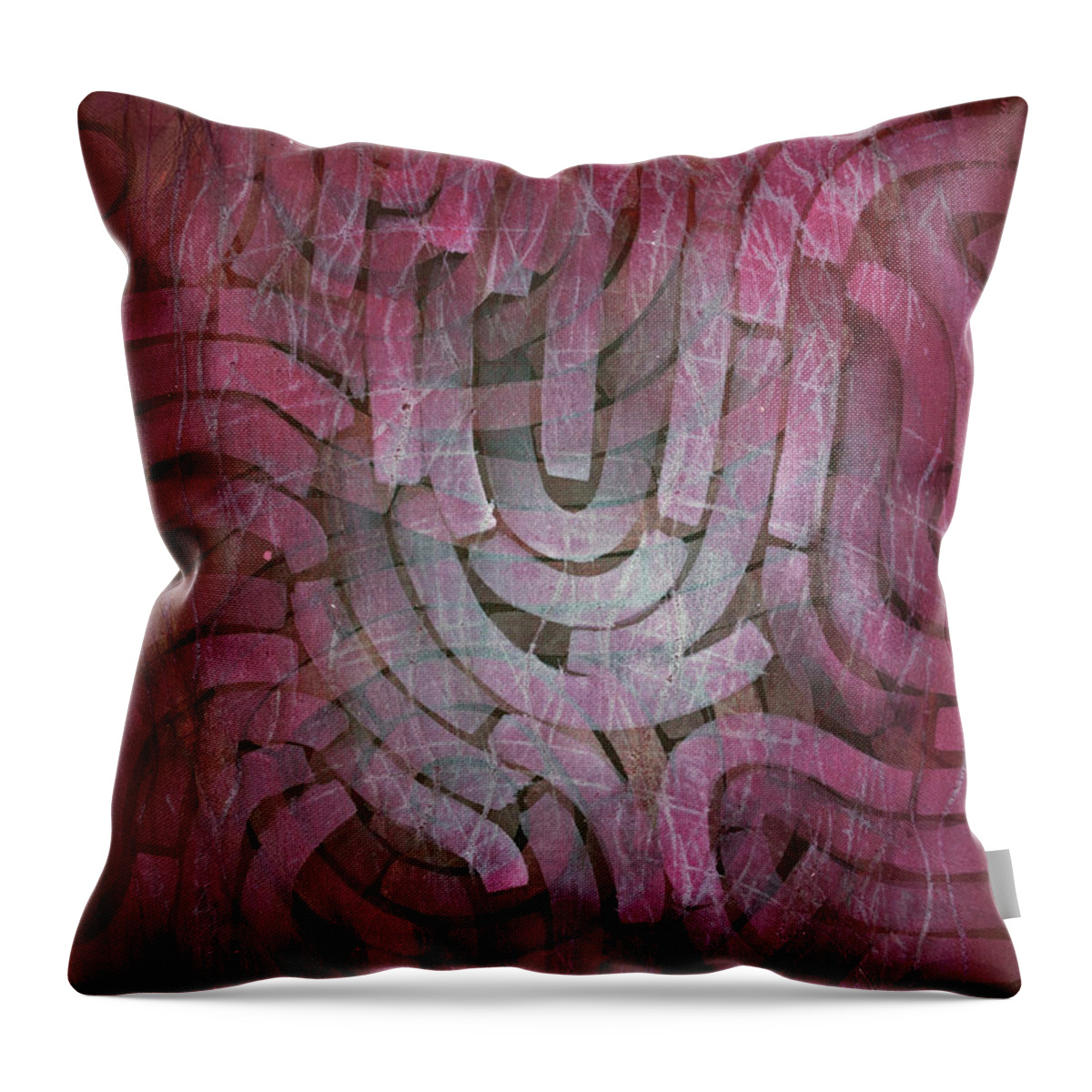 Watercolour Throw Pillow featuring the painting Careful Where You Stand with Red Violet and Rose Madder by Petra Rau