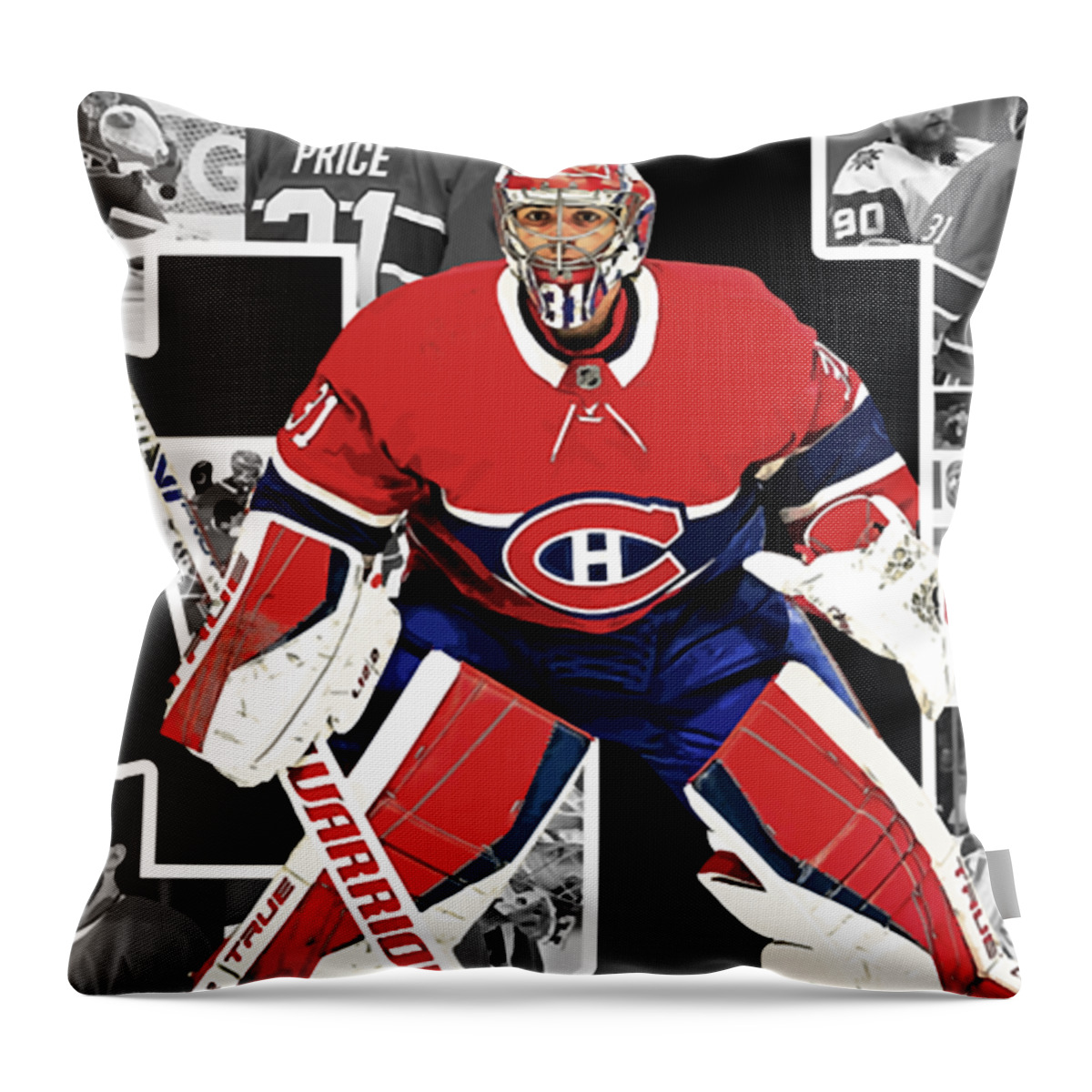 Carey Price Ice Hockey Throw Pillow featuring the digital art Carey Price Ice Hockey by Kelvin Kent