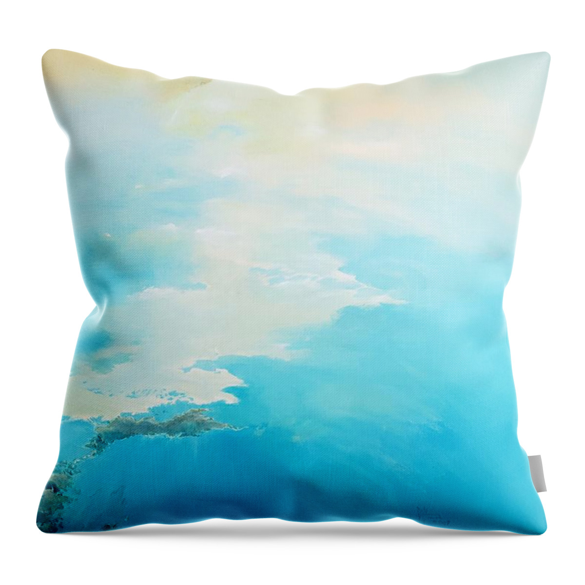 Caribbean Throw Pillow featuring the painting Caribbean Blue by Merana Cadorette