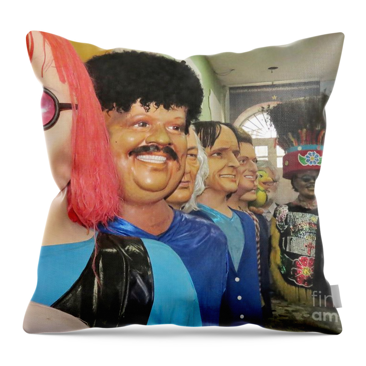 Action Hereo Throw Pillow featuring the photograph Carnival - Giant Dolls of Olinda #2 by World Reflections By Sharon