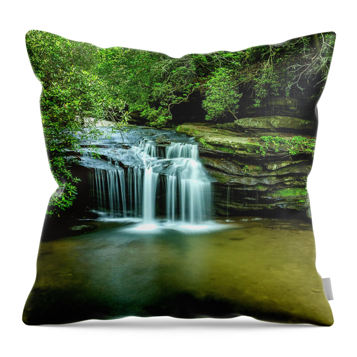 Waterfall Throw Pillow featuring the photograph Carrick Creek Falls-1 by John Kirkland