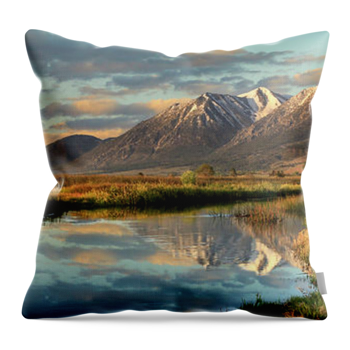 Carson Valley Throw Pillow featuring the photograph Carson Valley Sunrise Panorama by James Eddy