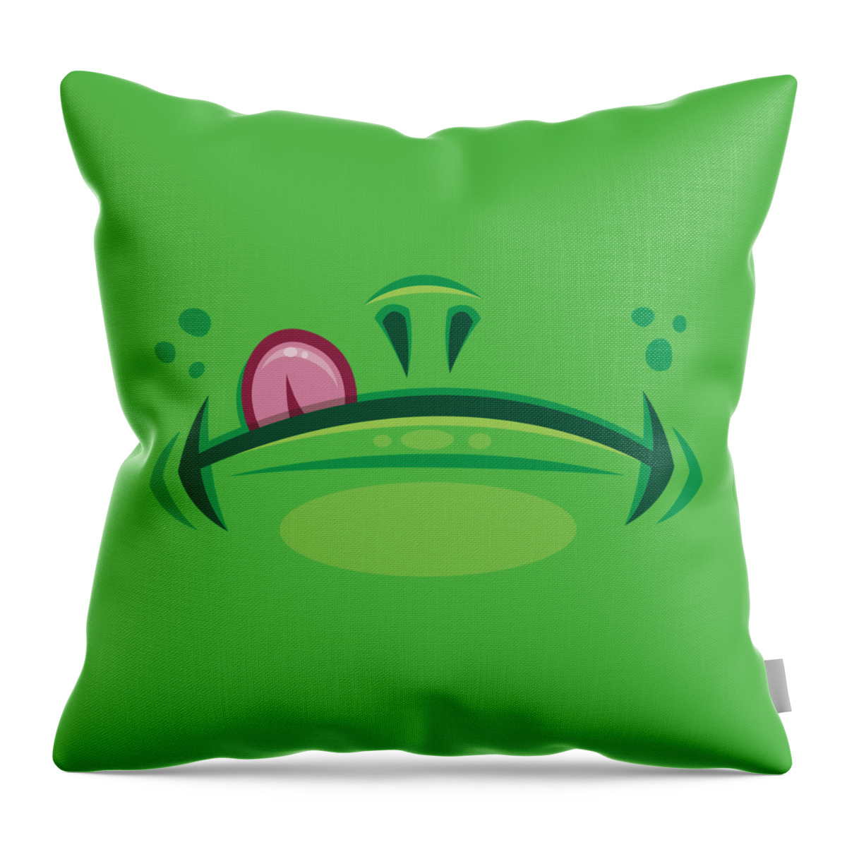 Frog Throw Pillow featuring the digital art Cartoon Frog Mouth with Tongue by John Schwegel