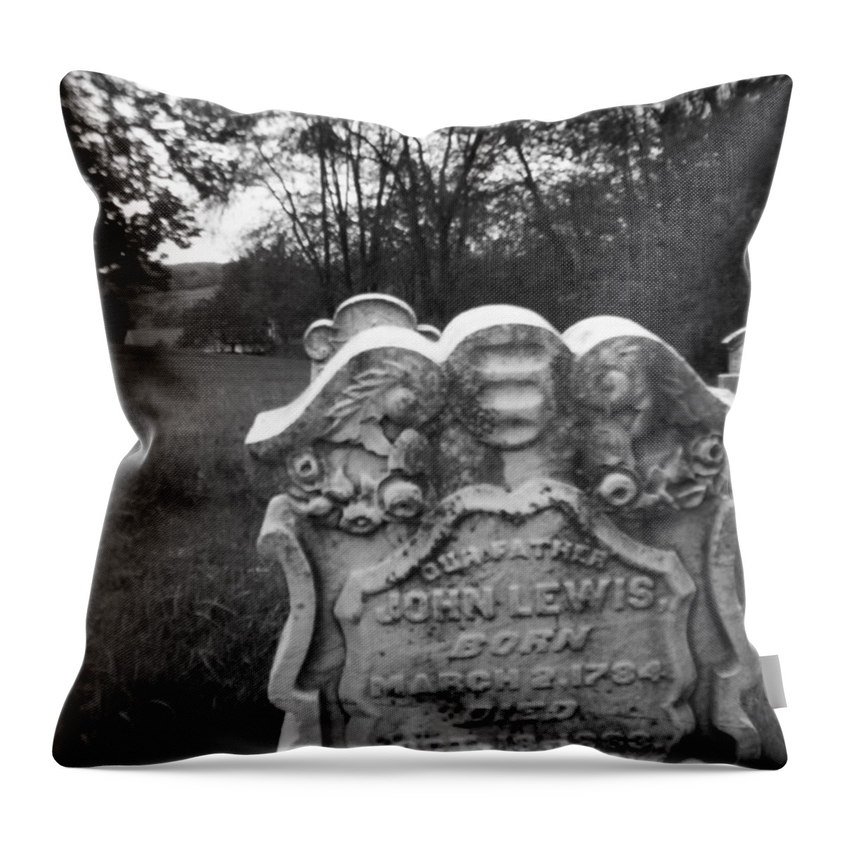 Cemetery Throw Pillow featuring the photograph Carvings by Michael Krek