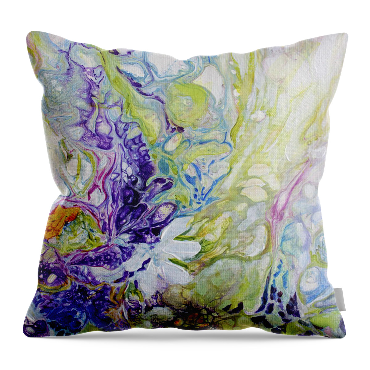 Floral Throw Pillow featuring the painting Cascade of Flowers by Jo Smoley