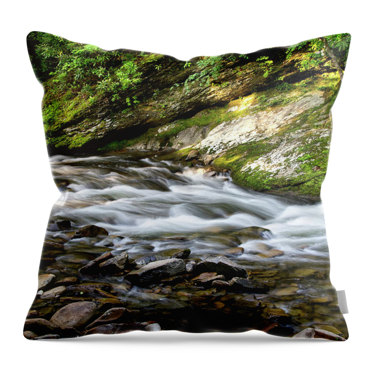 Little River Throw Pillow featuring the photograph Cascades On Little River 2 by Phil Perkins