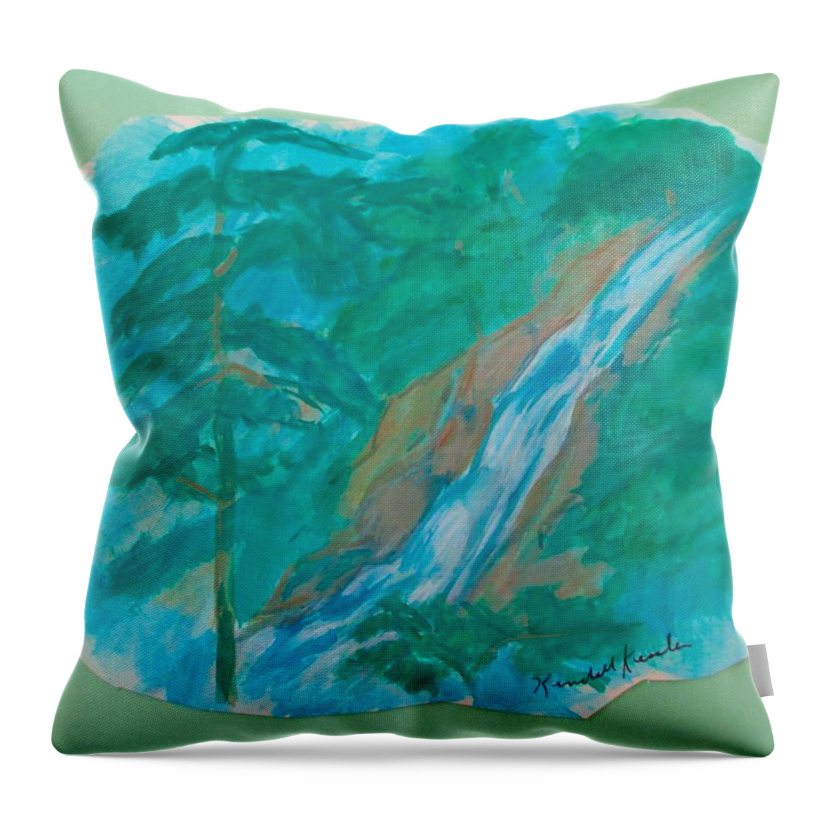 Waterfall Throw Pillow featuring the painting Cascading Beauty by Kendall Kessler