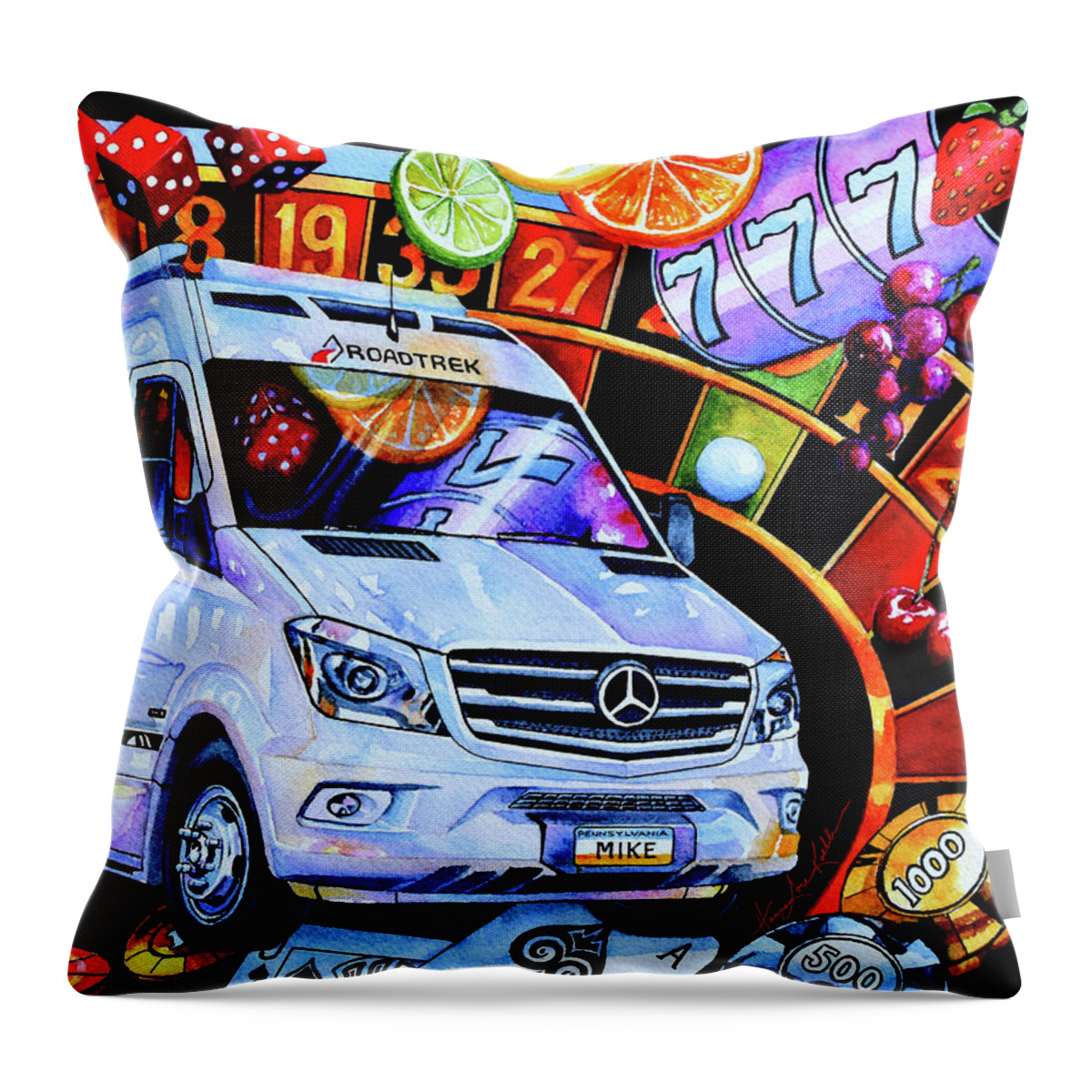 Casino Vacation Throw Pillow featuring the painting Casino Vacation by Hanne Lore Koehler