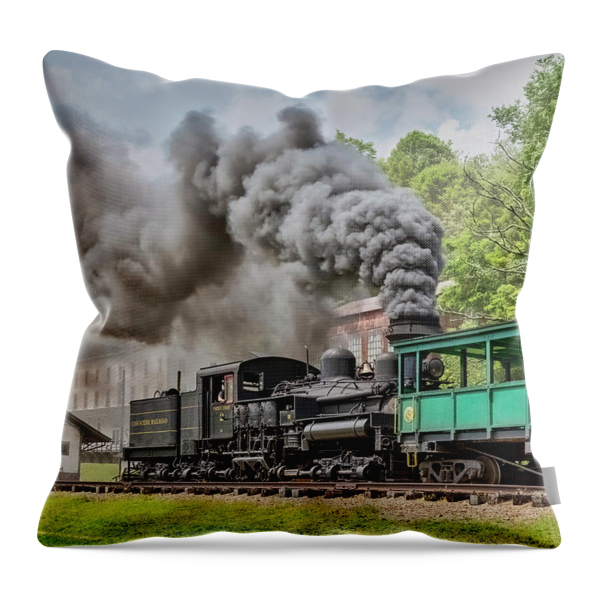 Cass Scenic Railroad State Park Throw Pillow featuring the photograph Cass Scenic Railroad by Jurgen Lorenzen