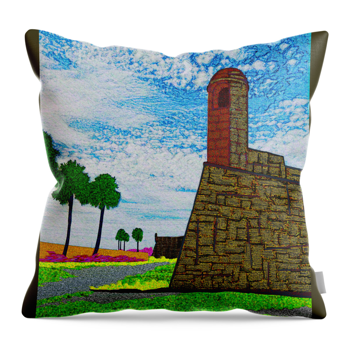 Florida Throw Pillow featuring the digital art Castillo De San Marcos by Rod Whyte