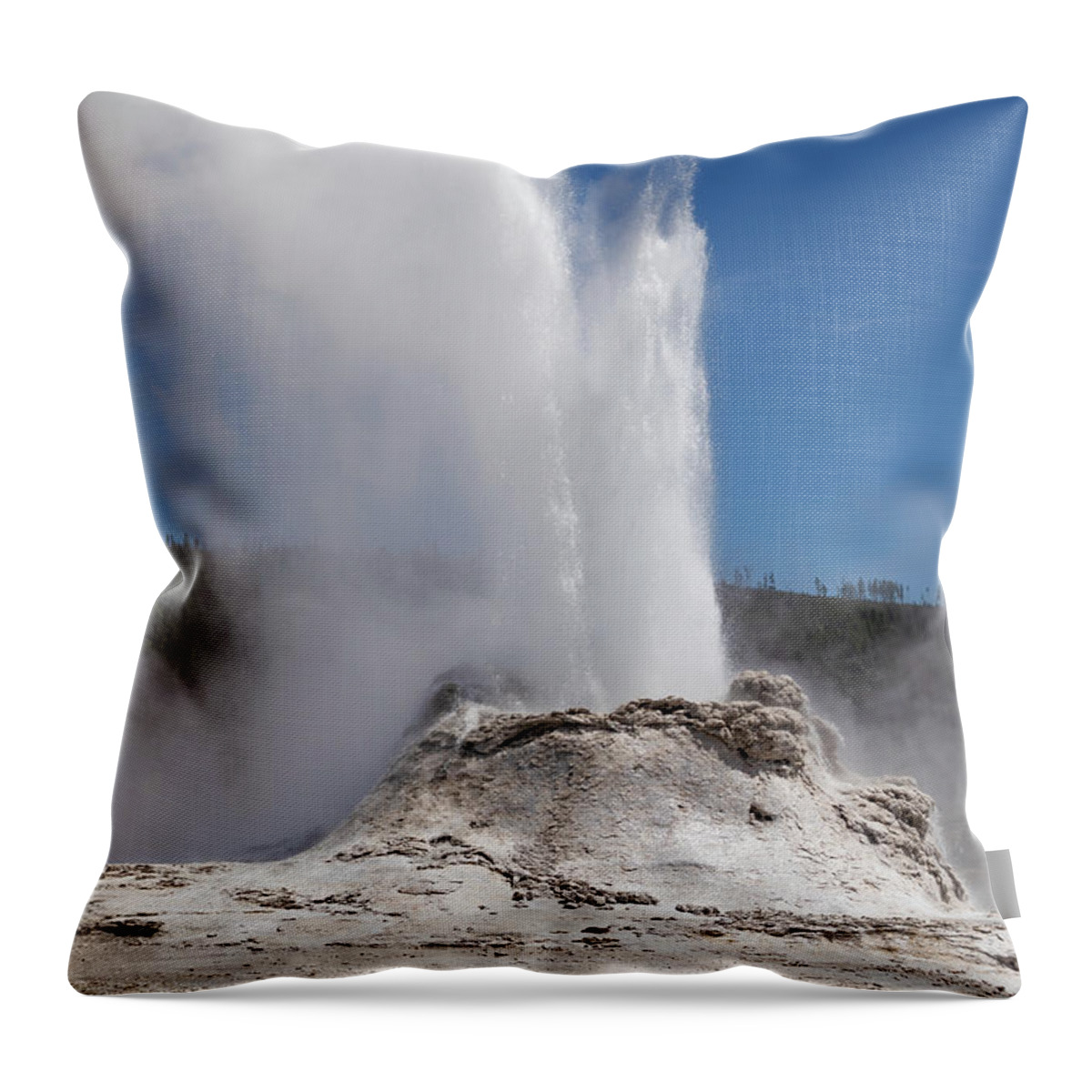 Yellowstone Throw Pillow featuring the photograph Castle Geyser by James Marvin Phelps