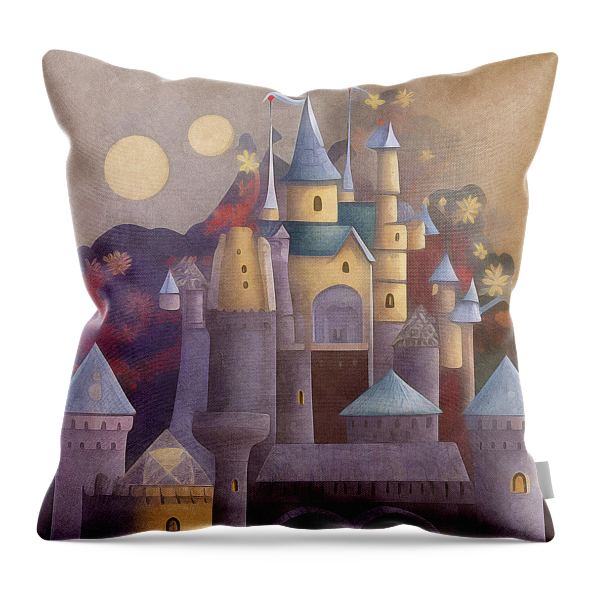 Castle Throw Pillow featuring the digital art Castle #1 by Mark Greenberg