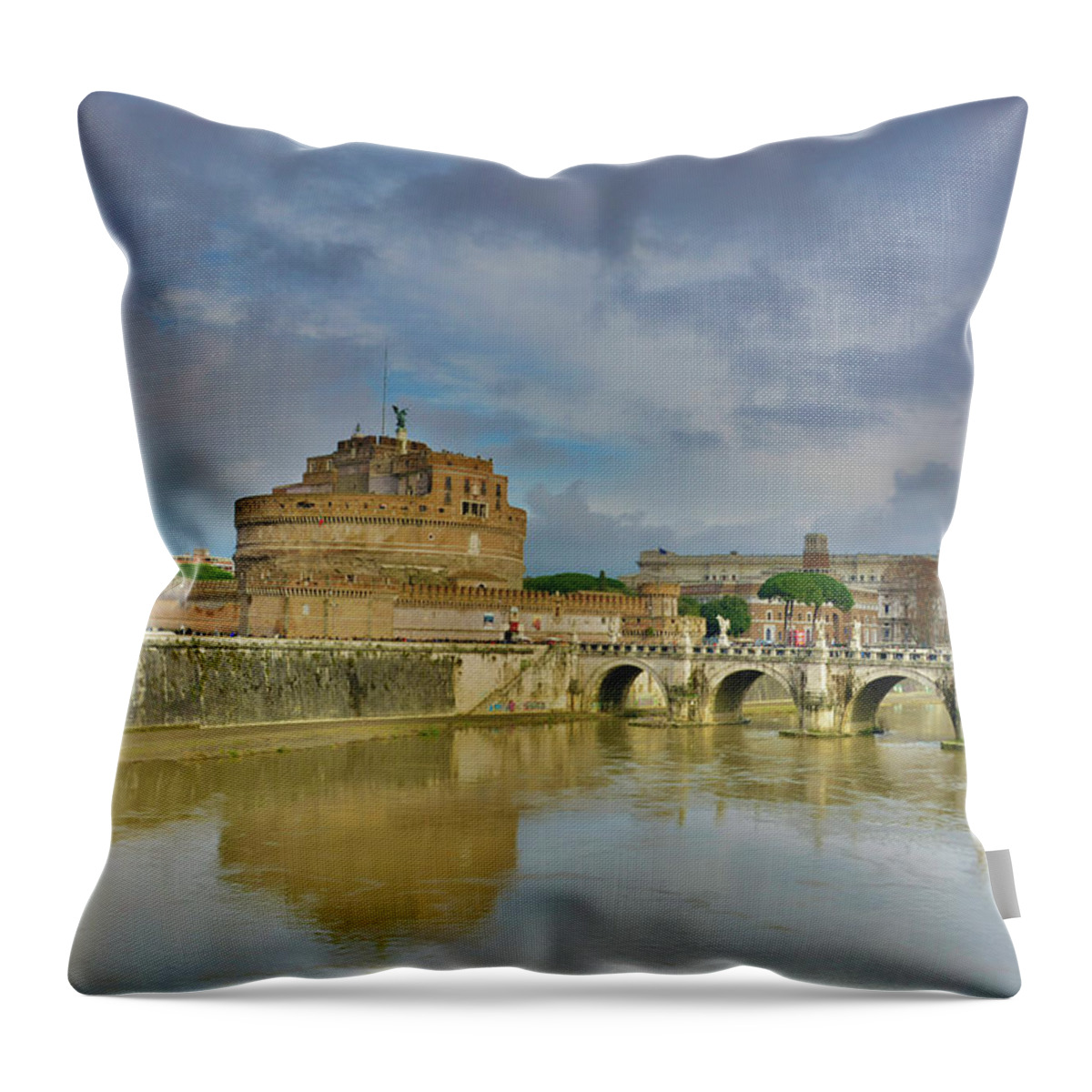 Castle Sant' Angelo Throw Pillow featuring the photograph Castle Sant' Angelo, Roma by Regina Muscarella