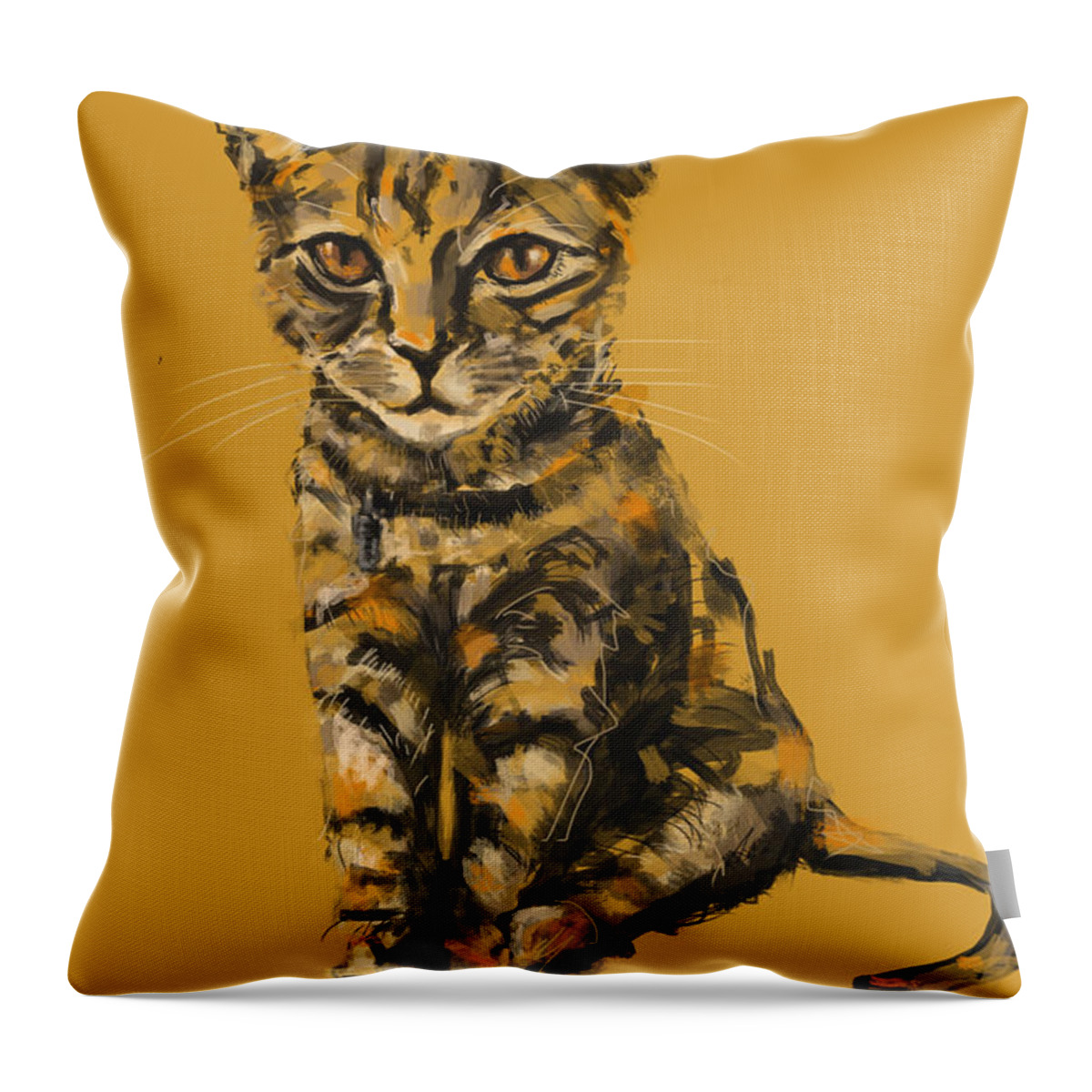 Cat Painting Throw Pillow featuring the painting Cat Bjor by Go Van Kampen
