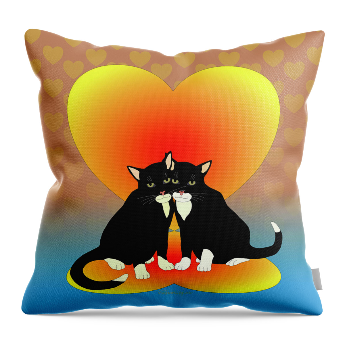 Cat Throw Pillow featuring the digital art Cat Love by Teresamarie Yawn