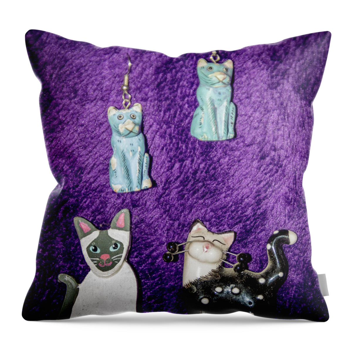 Cat Throw Pillow featuring the photograph Cat Lover Wardrobe Accessories by Her Arts Desire
