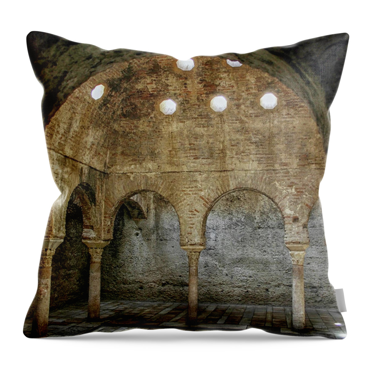 Alhambra Palace Throw Pillow featuring the photograph Catacombs inside the Alhambra by Patricia Hofmeester