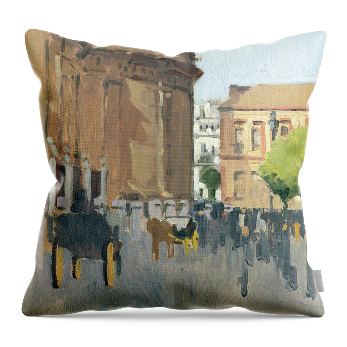 Seville Throw Pillow featuring the painting Cathedral of Seville, Spain by Paul Strahm