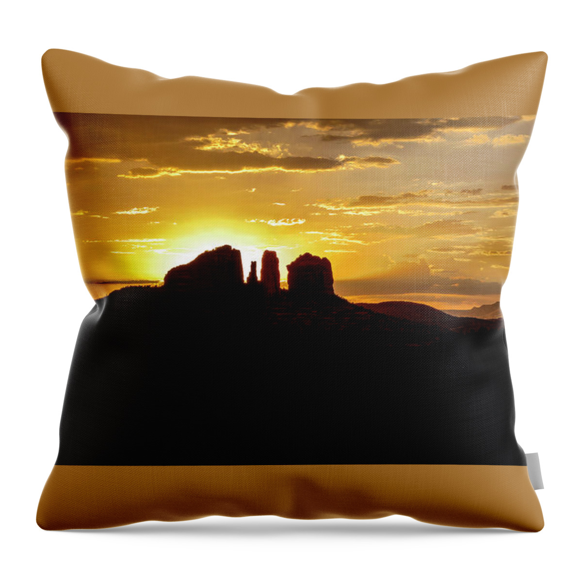 Cathedral Rock Throw Pillow featuring the photograph Cathedral Rock at Sunset by Al Judge