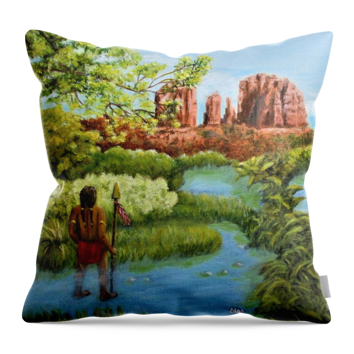 Cathedral Rock Throw Pillow featuring the painting I Remember by Olga Silverman