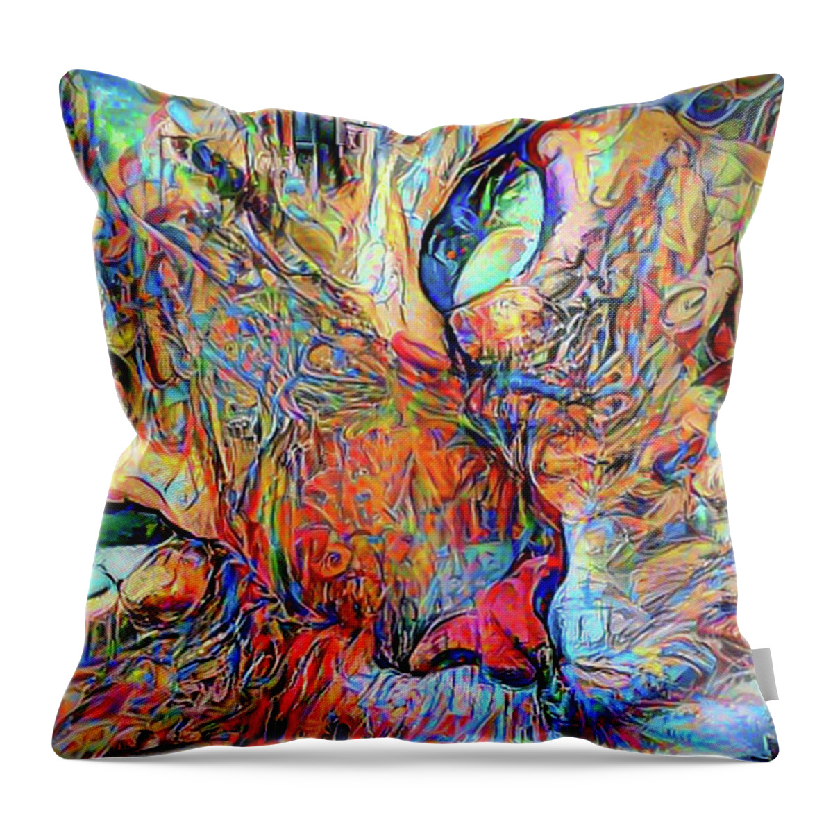 Cat Throw Pillow featuring the digital art Catou is watching by Elaine Berger